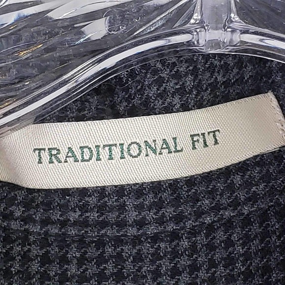 LL Bean Mens Button Down Flannel Shirt Gray Black Houndstooth Large LS M Lodge - Picture 6 of 10